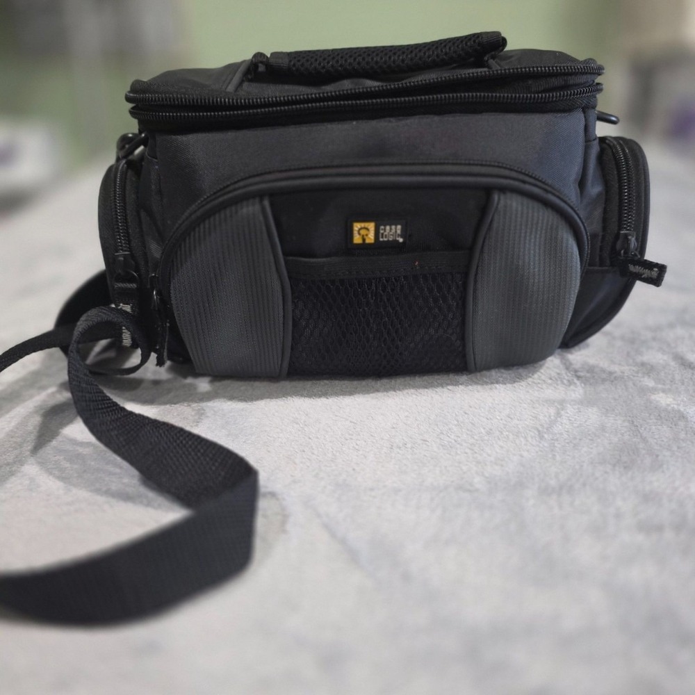 Case Logic Camera Bag With Black Shoulder Strap-Padded Blue Interior